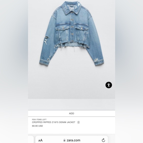 ZARA Bloggers Fav Cropped Denim Jacket - Picture 6 of 10